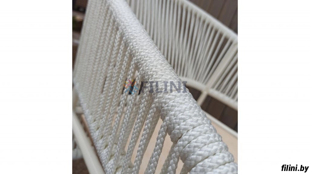 Белый плетеный стул Обби из искусственной веревки на террасу, веранду