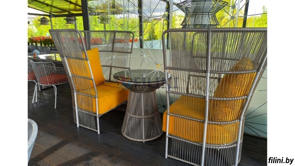 Набор плетеной мебели Фонтан-2 из шнура, для отдыха на свежем воздухе. Купить мебель для сада, террасы, уличную мебель для бара, ресторана, кафе в Минске. Столы, стулья, кресла. Рассрочка, доставка по Минску