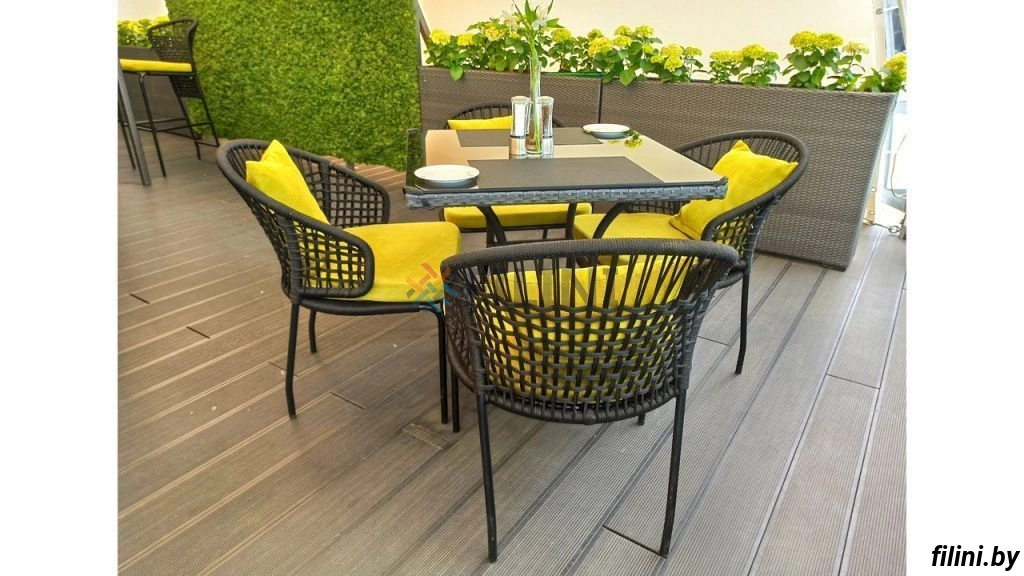 Набор садовой мебели "Эмбер", стол и стулья из роупа для террасы на сайте производителя filini.by