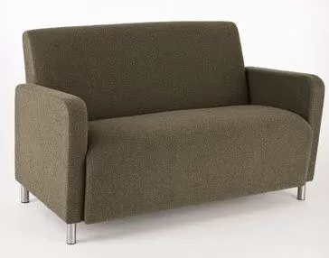 Коричневый двухместный диван Брашов с подлокотниками на металлических опорах, для кафе, ресторана, гостинной, офиса от производителя ООО