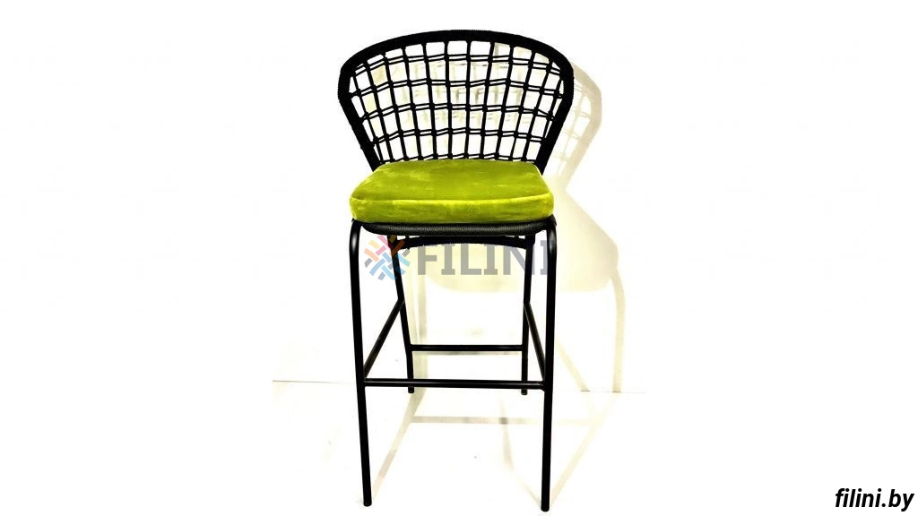 Садовый полубарный, барный стул "Эмбер" из синтетической веревки в Минске. Фокси крафт - производство уличной плетеной мебели для летнего кафе, ресторана, террасы, балкона, лоджии, дачи. Доставка, рассрочка