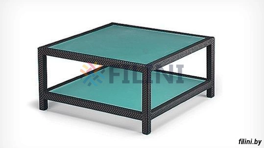 Купить журнальный столик Лофт уличный, из искусственного ротанга со стеклянной столешницей, на террасу, балкон, лоджию, недорого у производителя ООО Фокси крафт. Рассрочка, доставка по Минску