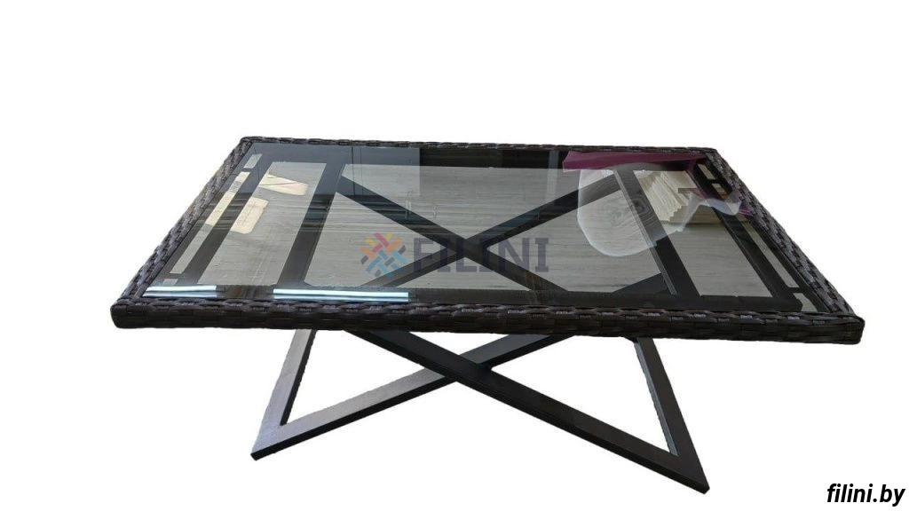 Уличный журнальный журнальный стол "Флед" от производителя Фокси крафт. Уличная мебель для сада, террасы, балкона из искусственного ротанга и синтетической веревки на заказ в Минске