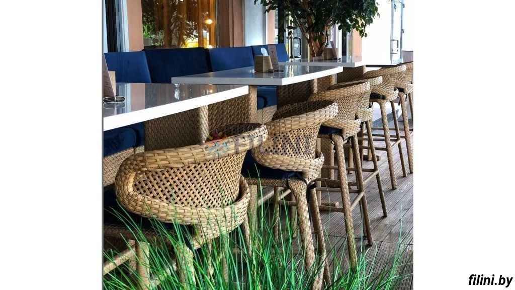 Барная коллекция "Мерит" плетеной уличной мебели из искусственного ротанга для кафе, ресторана, бара купить в Минске. Рассрочка, доставка по Беларуси