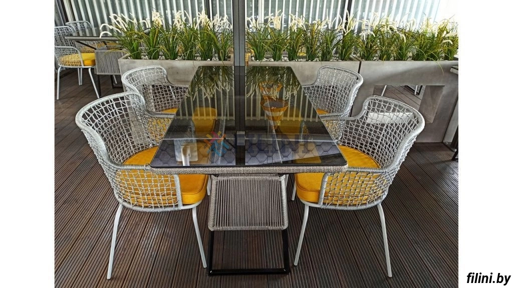 Комплект уличной мебели для кафе "Клауд" из роупа (веревки) на сайте производителя filini.by