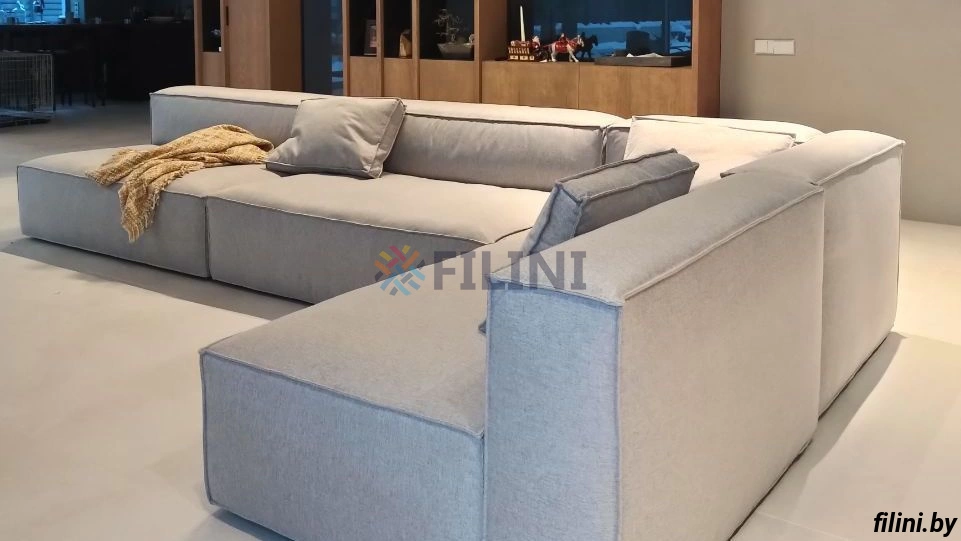 Большой светло серый модульный диван Лей. Производитель ООО Фокси крафт Минск