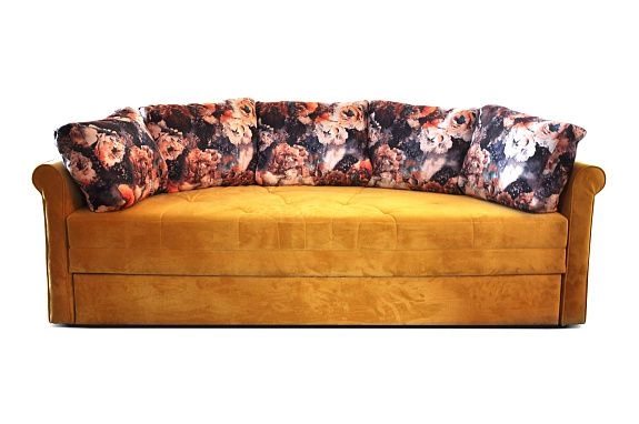 Полукруглый диван "Доминика" с цветочным принтом, с передней раскладкой, на заказ у ООО Фокси крафт
