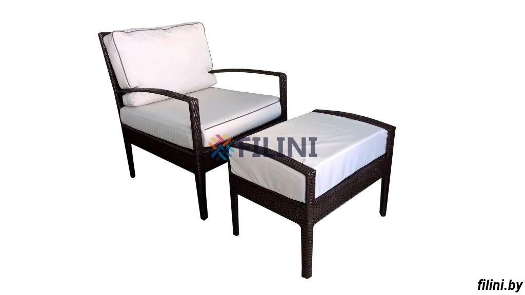 Уличное кресло и пуф из искусственного ротанга - коллекция "Модерн" на сайте производителя filini.by