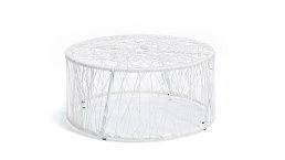 Круглое металлическое подстолье "ФП-13" для кофейного столика, оплетенное веревкой (синтетический шнур). Производитель ООО "Фокси крафт"