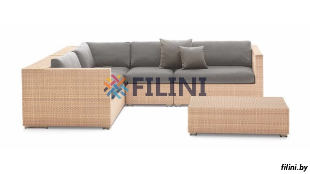 Комплект садовой мебели "Квадро" - модульный угловой диван и приставной пуф