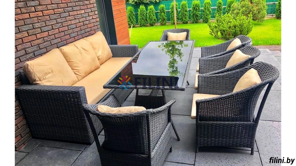 Набор садовой мебели "Березка" - диван, стол и четыре кресла из искусственного ротанга