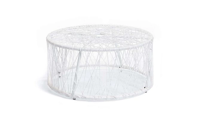 Круглое металлическое подстолье "ФП-13" для кофейного столика, с плетением из синтетического шнура (веревки), 
от производителя ООО "Фокси крафт" Минск