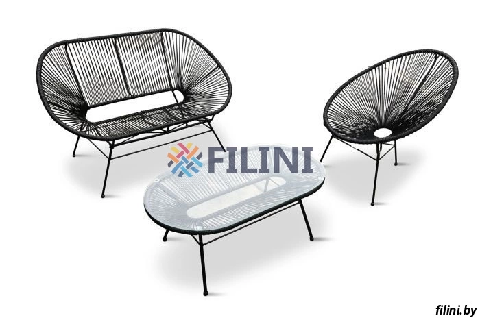 Диван, кресло и кофейный стол из набора лаунж мебели "Акапулько" у производителя filini.by