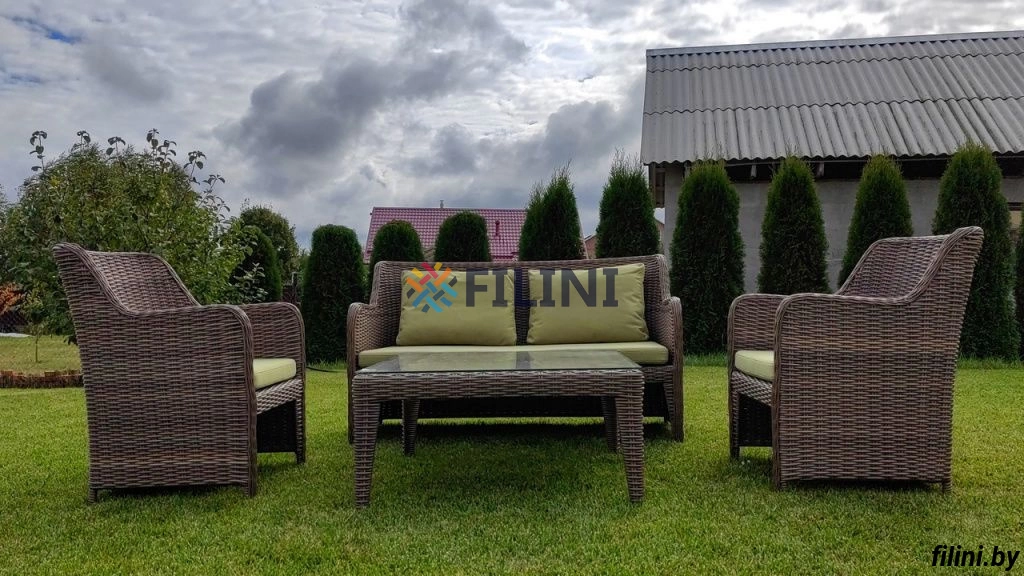 Набор уличной мебели "Прованс" - диван, кресла и кофейный стол из искусственного ротанга