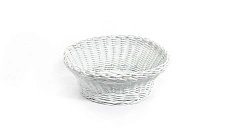 Круглая плетеная корзина "ФА-3" для хранения продуктов белого цвета купить в Минске. Аксессуары из искусственного ротанга различных форм и расцветок на заказ у производителя ООО Фокси крафт