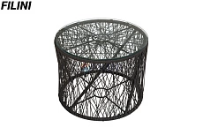 Уличный кофейный стол "Хаос" из искусственного ротанга в Минске. Обеденные, журнальные, кофейные уличные столы с различными типами столешниц, для террасы, веранды, балкона, лоджии от Фокси крафт