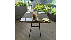 Купить обеденный уличный стол Эмбер для летнего кафе, ресторана, веранды, сада, террасы, балкона из искусственного ротанга в Минске от производителя мебели ООО Фокси крафт