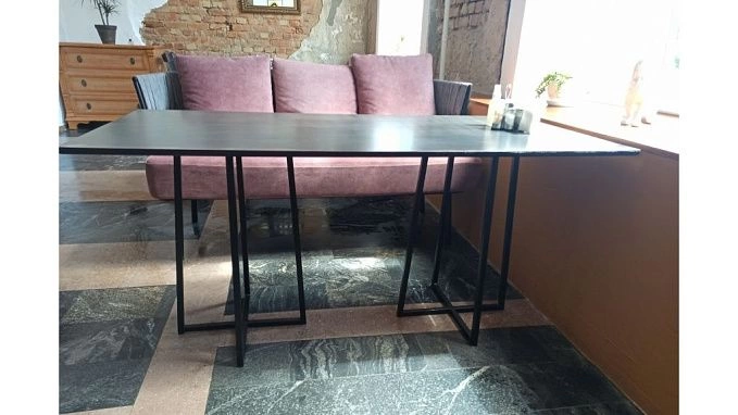 Обеденный стол "Корн" в стиле лофт, с металлической лакированной столешницей, недорого у производителя ООО Фокси крафт