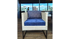 Плетеное кресло "Рубик". Садовое кресло из искусственного ротанга на металлическом каркасе, с подушками из водоотталкивающей ткани. Производитель ООО Фокси крафт Беларусь