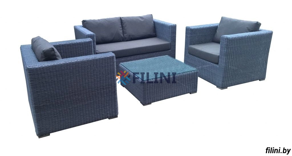 Комплект садовой мебели "Квадро" - диван, кресла, журнальный столик